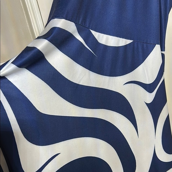 Blue and White Halter Backless Cocktail Dress - Picture 5 of 5